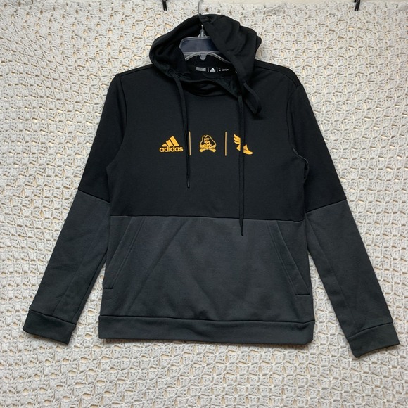 East Carolina University Adidas Hoodie Women Sz M Black Gray Drawstring Pirata - Picture 1 of 11